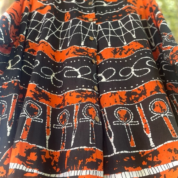 African Dashiki | M / L | Batik Tribal Print Collared Long Sleeve Cotton Dress - Picture 11 of 17